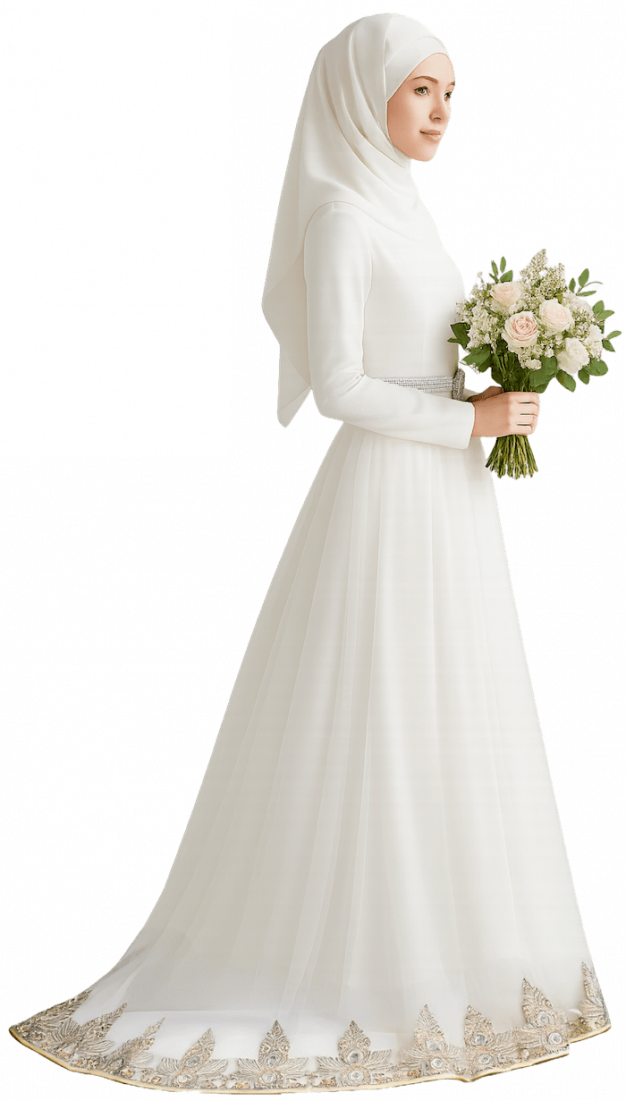 Wedding Destinations 1 Muslim Bride in White Dress in Dubai