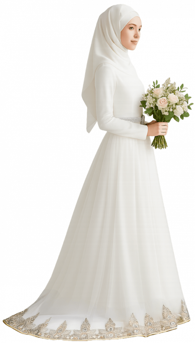 Muslim Bride in White Dress in Dubai 33050d52